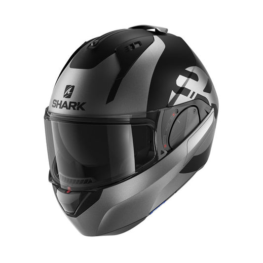 Casco moto Shark Modular EVO-ES Negro/Plata - URA Moto