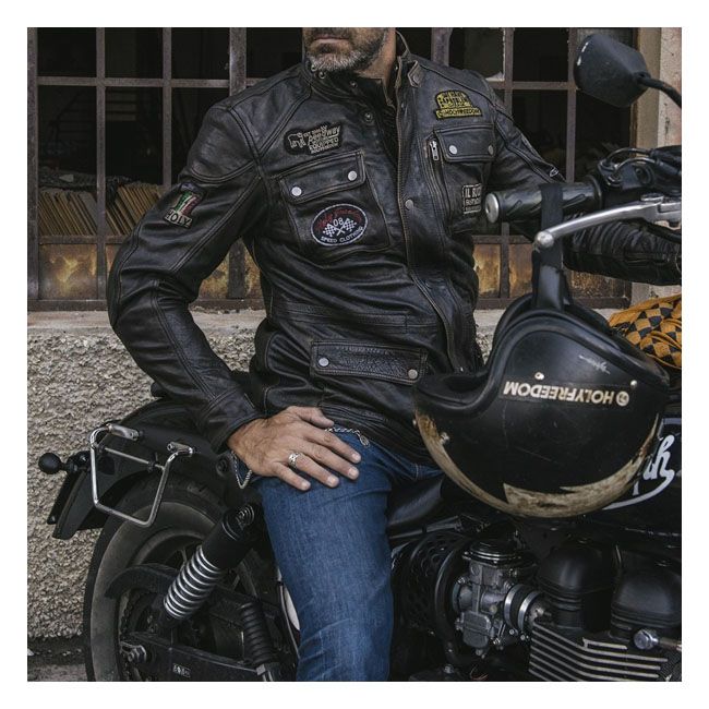 Chaqueta Moto Piel Holy Freedom Quattro Evo Negra - URA Moto