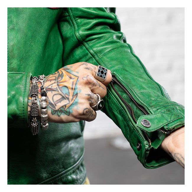 Chaqueta Moto Piel Holy Freedom Zero Evo Verde - URA Moto