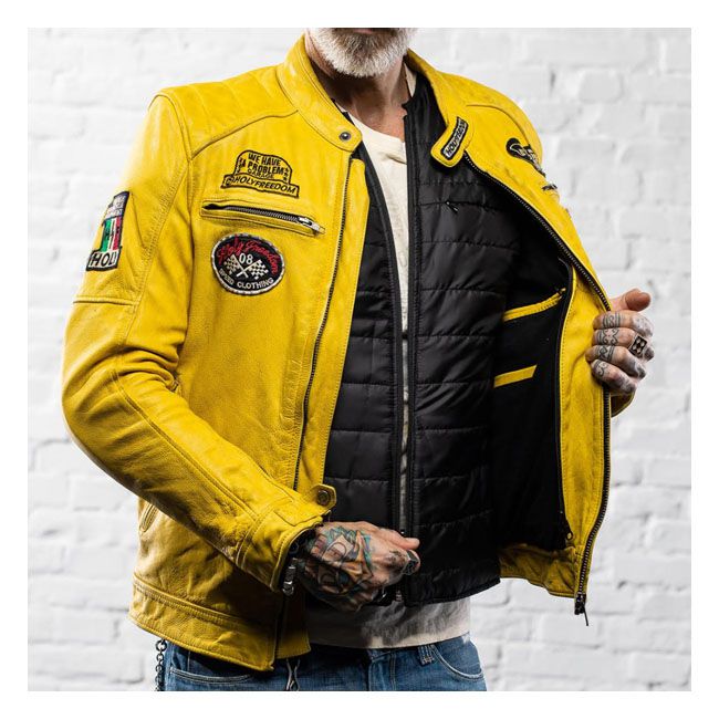 Chaqueta Moto Piel Holy Freedom Zero Evo Amarilla - URA Moto
