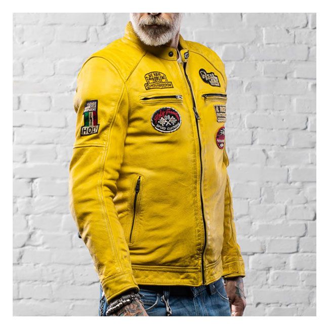 Chaqueta Moto Piel Holy Freedom Zero Evo Amarilla - URA Moto