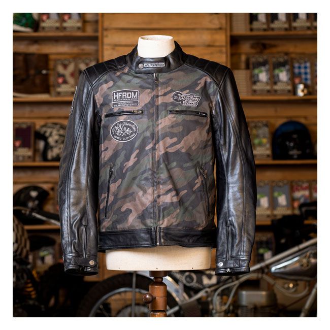 Chaqueta Moto Piel Holy Freedom Zero Camou Camuflage - URA Moto