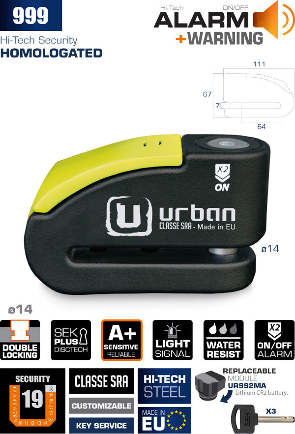 Antirrobo Alarma Moto Urban 999 - URA Moto