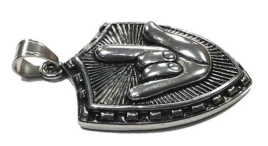 Colgante acero Escudo Cuernos Rock - URA Moto