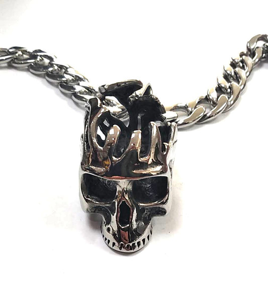Colgante y Cadena Acero Calavera Grande Abierta (68CM) - URA Moto