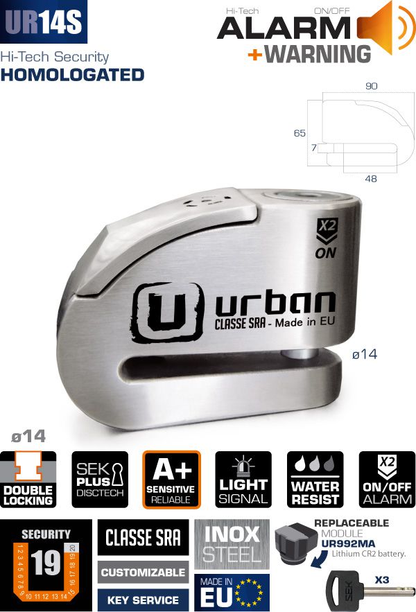 Antirrobo Alarma Moto Urban UR14S - URA Moto