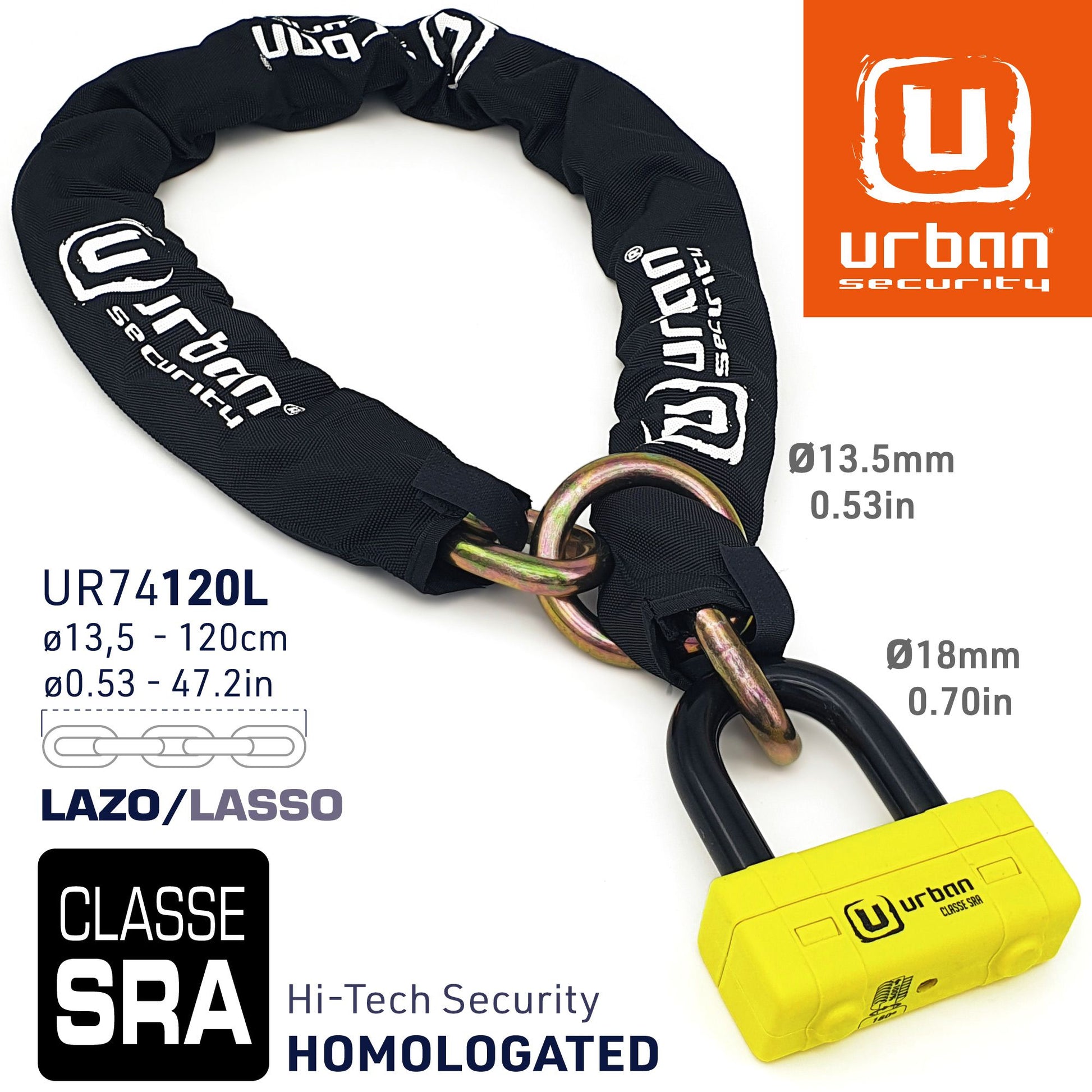 Antirrobo Moto Cadena Urban UR74120L - URA Moto