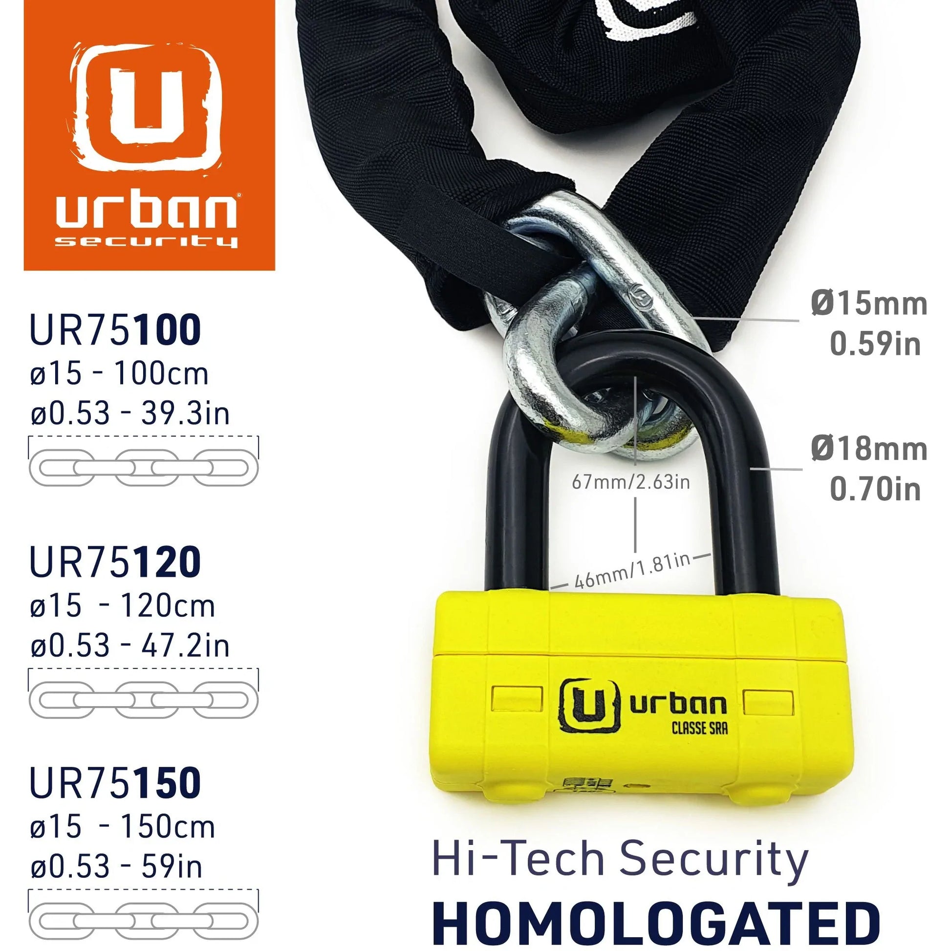 Antirrobo Moto Cadena Urban UR74150, URA Moto