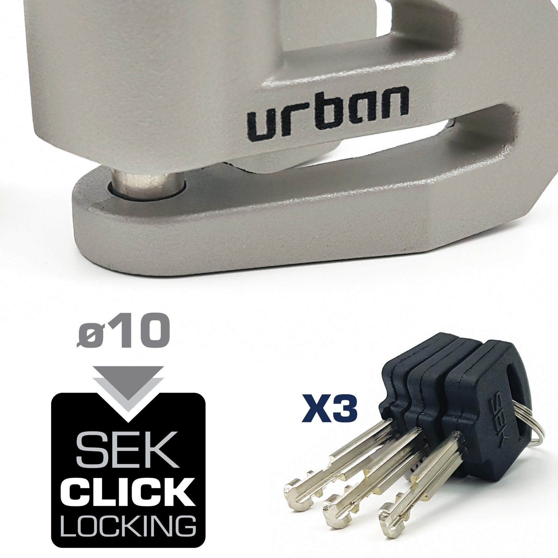 Antirrobo Moto Disco Urban UR208 Cromado - URA Moto