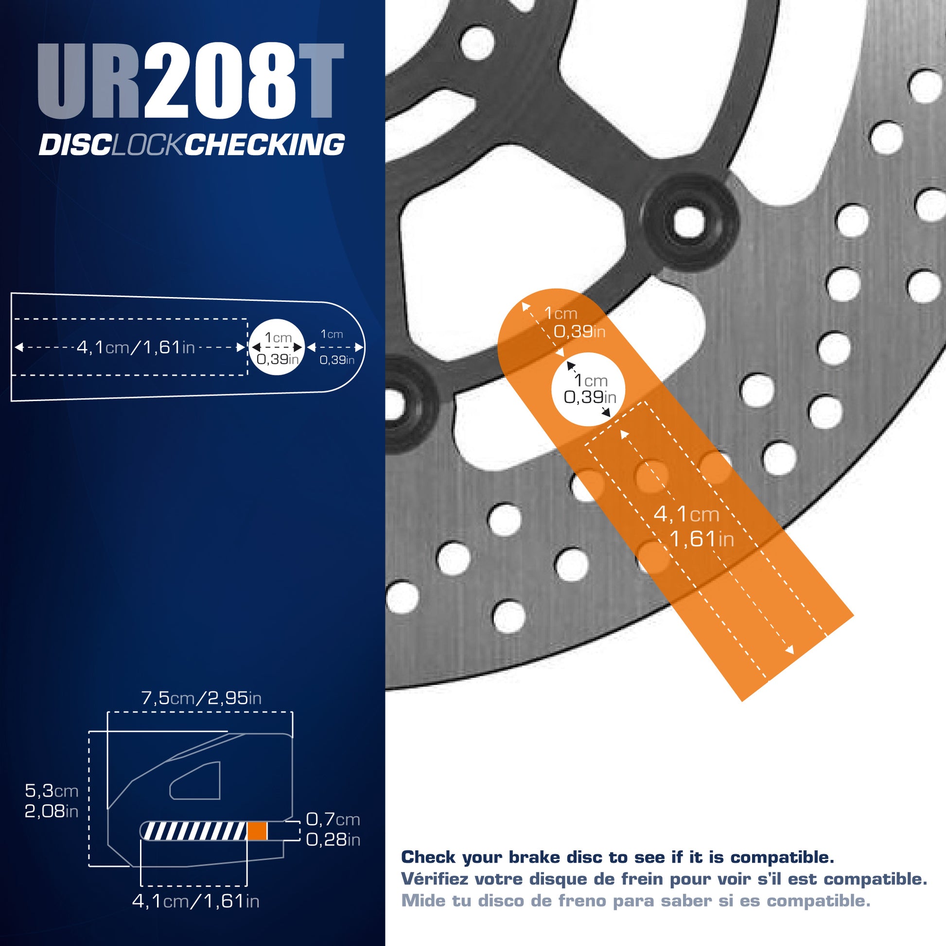 Antirrobo Moto Disco Urban UR208 Cromado - URA Moto