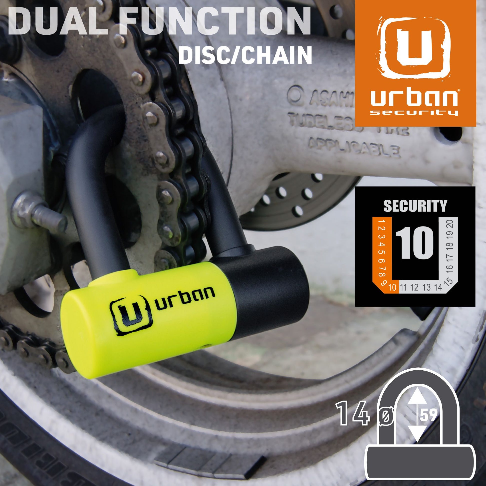 Antirrobo Disco Moto Urban Mini U UR59 - URA Moto