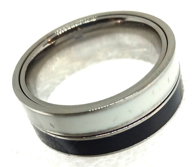 Anillo Acero Alianza Doble color Blanco-Negro Antiestres - URA Moto