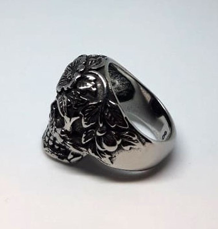 Anillo acero Calavera catrina flor - URA Moto