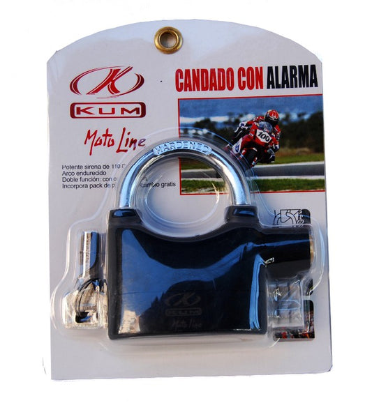 Antirrobo candado aleacion aluminio con alarma negro - URA Moto