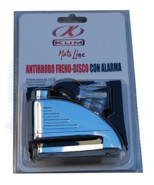 Antirrobo disco  con alarma cromado - URA Moto