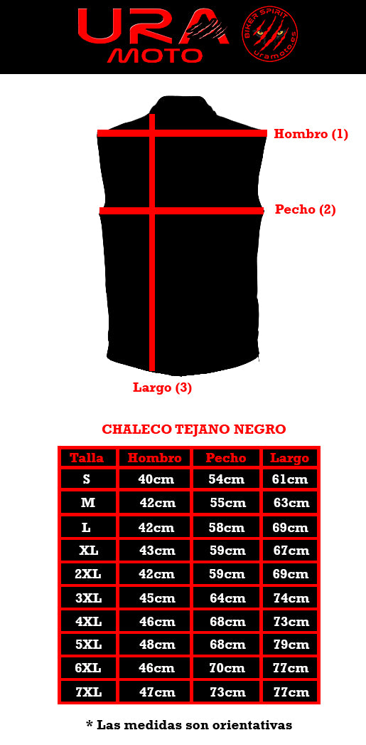 Chaleco Tejano negro - URA Moto