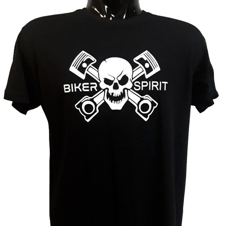 Camiseta manga corta Calavera Pistones Biker Spirit - URA Moto