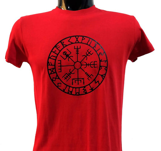 Camiseta manga corta roja Runas Celtas - URA Moto