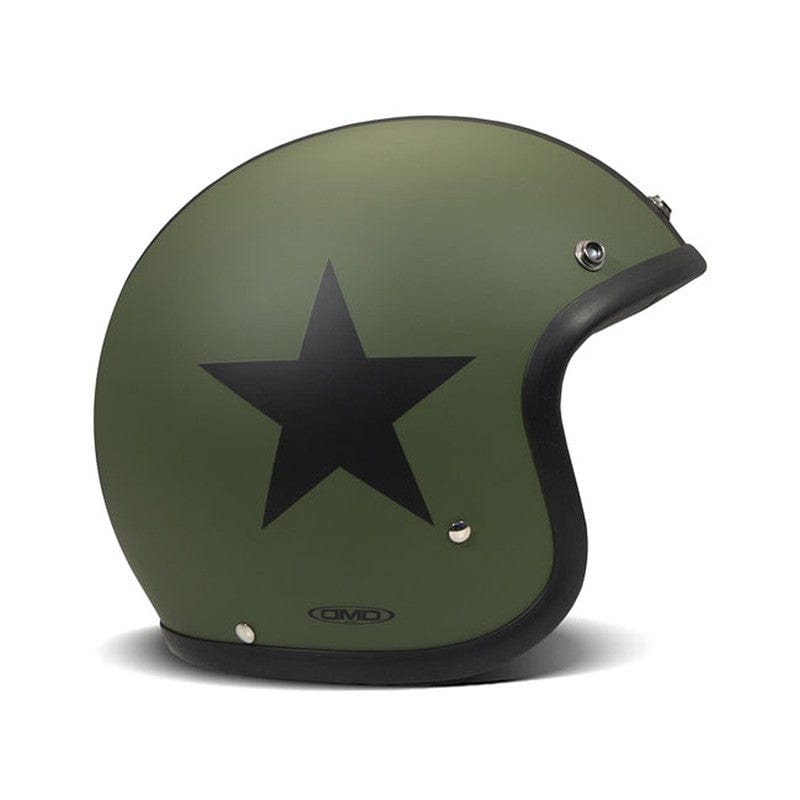 Casco Moto Jet DMD Vintage Black Star Green - URA Moto