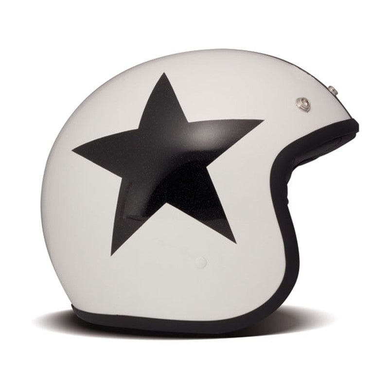 Casco Moto Jet DMD Vintage Black Star White - URA Moto