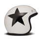 Casco Moto Jet DMD Vintage Black Star White - URA Moto
