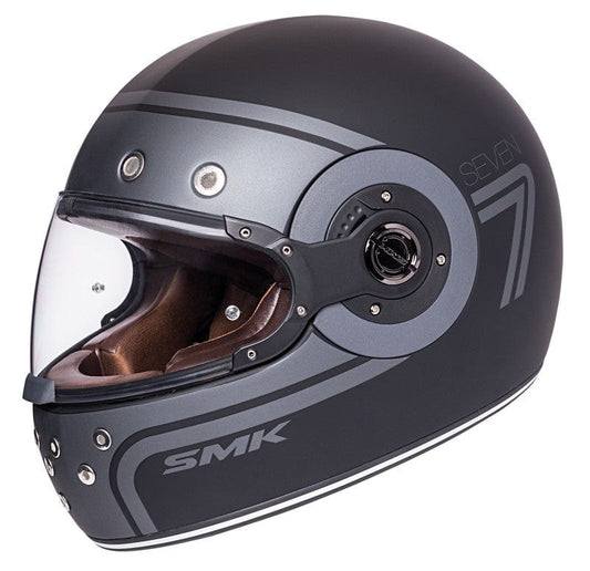 Casco moto SMK integral Retro Seven Decorado Mate (MA260) - URA Moto