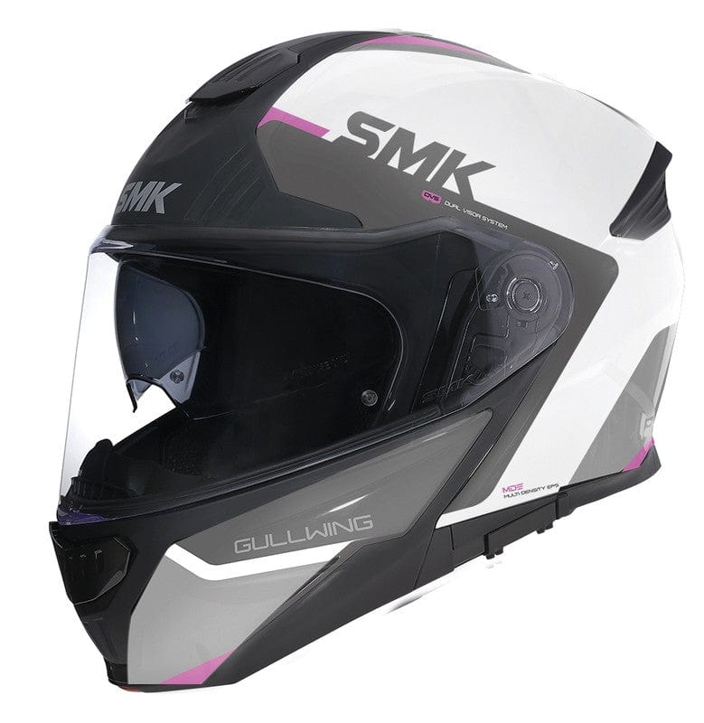 Casco moto SMK Modular Gullwing Kresto Blanco Rosa Brillo (GL169) - URA Moto
