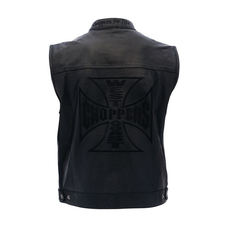 Chaleco Piel West Coast Choppers OG Classic Negro - URA Moto