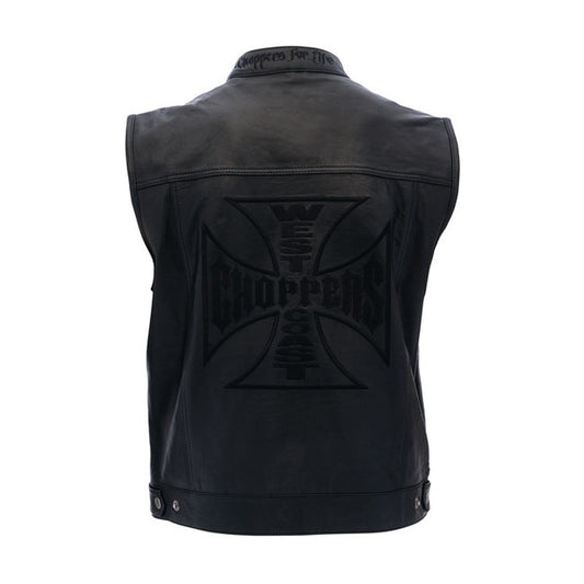 Chaleco Piel West Coast Choppers OG Classic Negro - URA Moto