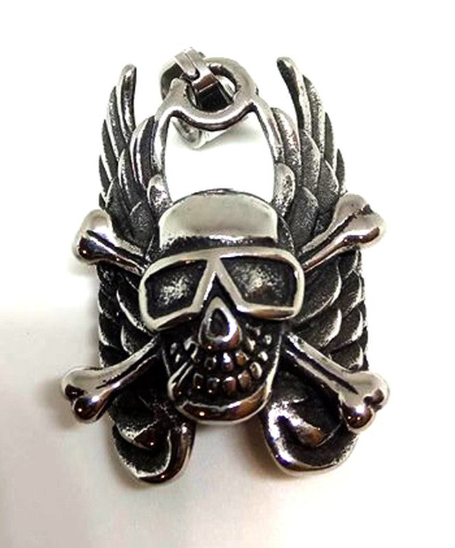 Colgante acero Calavera Alas gafas - URA Moto