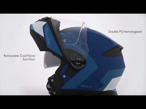 Casco moto SMK Modular Gullwing Kresto Azul Brillo (GL551)