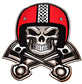 Parche Bordado Calavera Casco Cuadros Racing Pistones - URA Moto