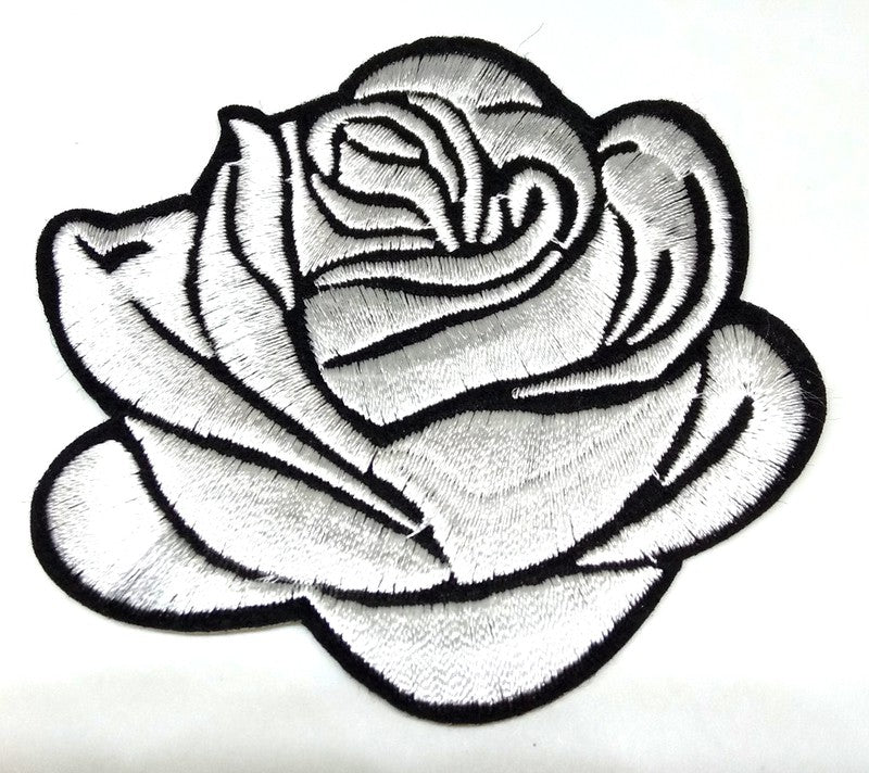 Parche Bordado Flor Rosa Blanca - URA Moto