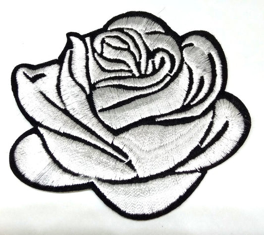Parche Bordado Flor Rosa Blanca - URA Moto
