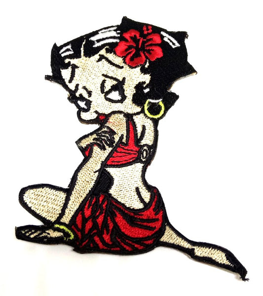 Parche Bordado Personaje de dibujos Betty Boop Flor Pelo - URA Moto