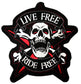 Parche Bordado Calavera Live Free Ride Free - URA Moto