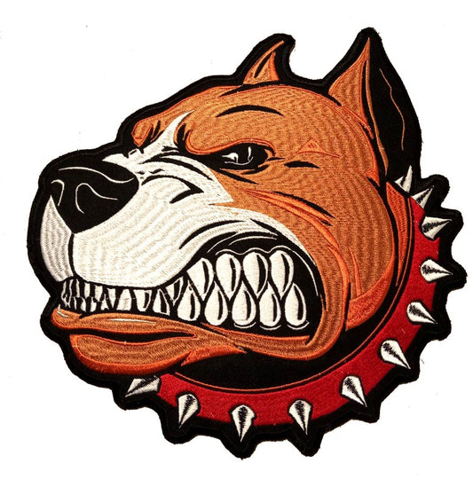 Parche Bordado Pitbull Correa Roja - URA Moto
