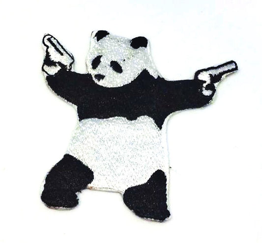 Parche Bordado Panda Con Pistolas - URA Moto