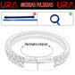 Pulsera Acero Abalorios Rallados Central Dos Cordones (18cm) - URA Moto