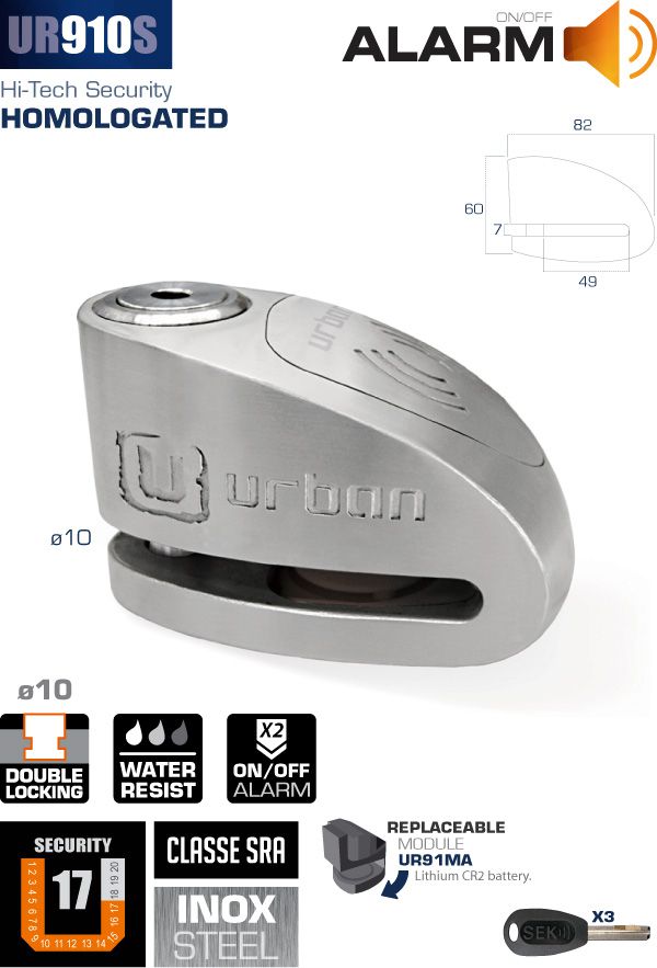 Antirrobo Alarma Moto Urban UR910S - URA Moto